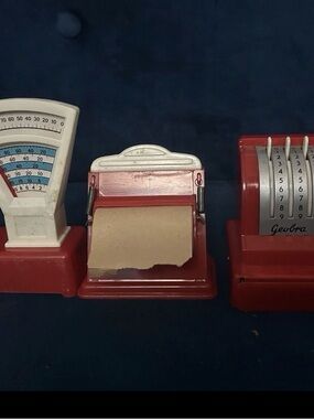 VTG German Geobra Dollhouse Miniature Grocery Store Cash Register Scales Toy Lot